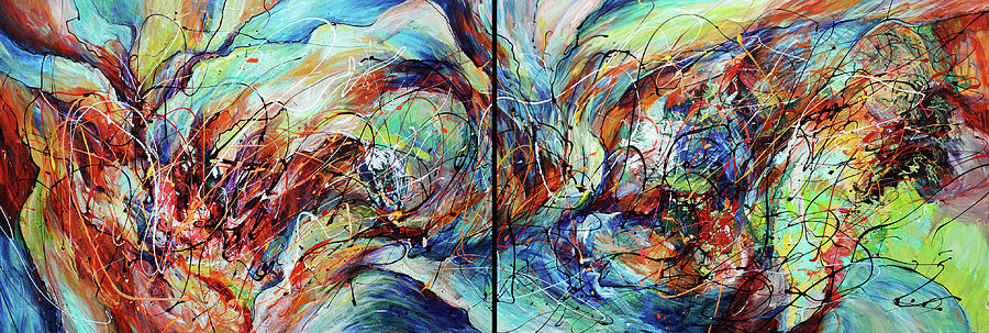 Abstract Painting - Somewhere in Time by Eugenia Mangra