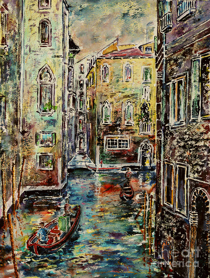 Boat Painting - Somewhere in Venice by Almo M