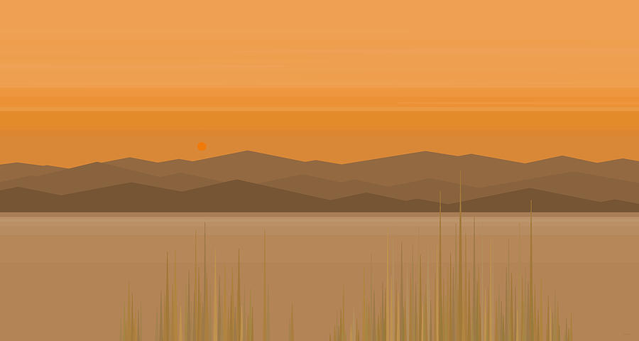 Orange Sunrise Over the Mountains Digital Art by Val Arie Orange Sunrise Over the Mountains Digital Art by Val Arie