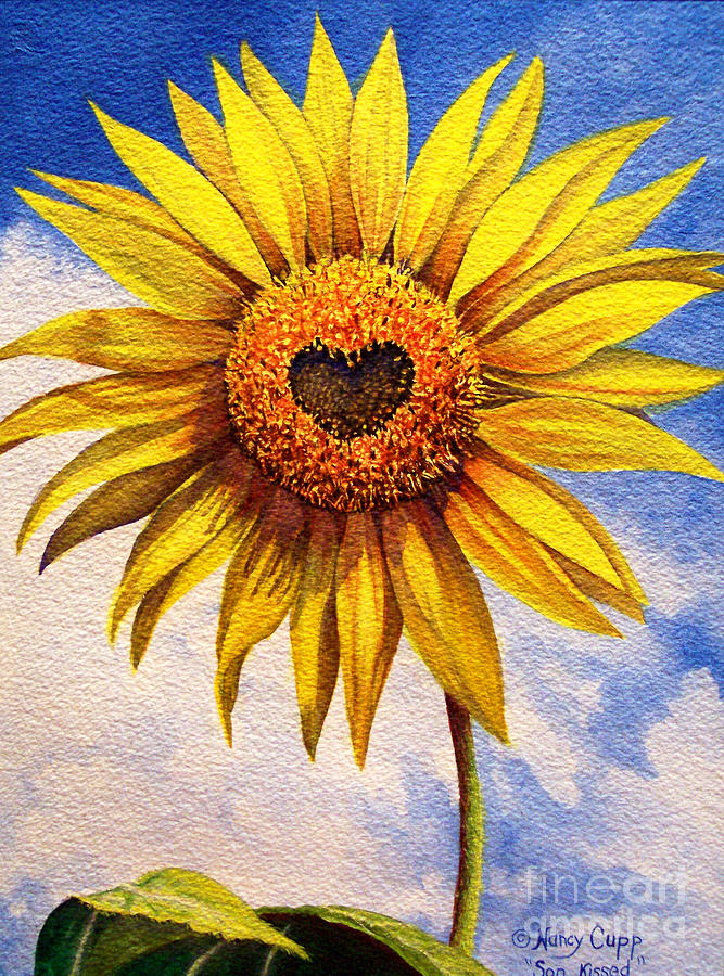 Sunflower Painting - Son Kissed by Nancy Cupp