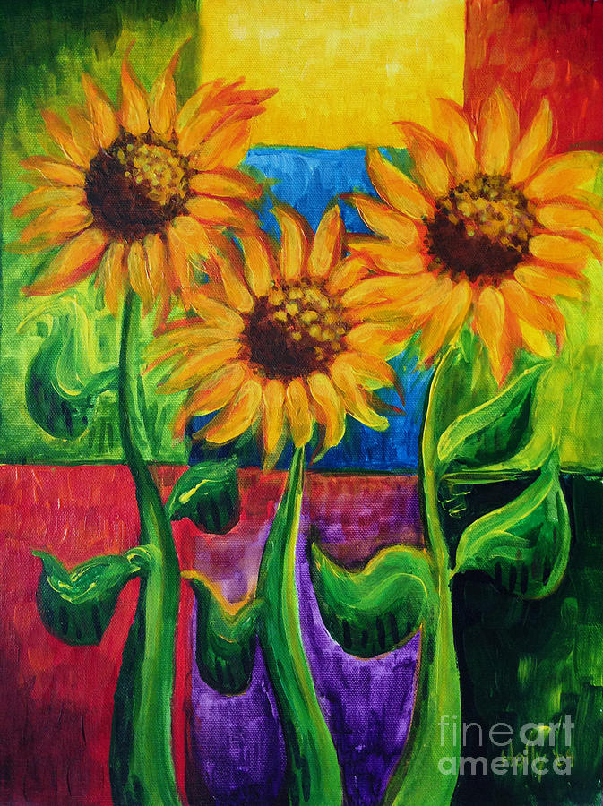 Sonflowers II Painting by Holly Carmichael