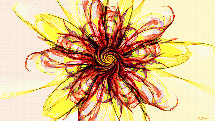 Sunflower Painting - Song of the Psychedelic Sunflower by Abstract Angel Artist Stephen K