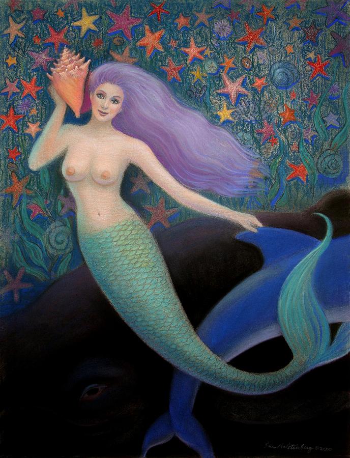 Mermaid Painting - Song of the Sea Mermaid by Sue Halstenberg