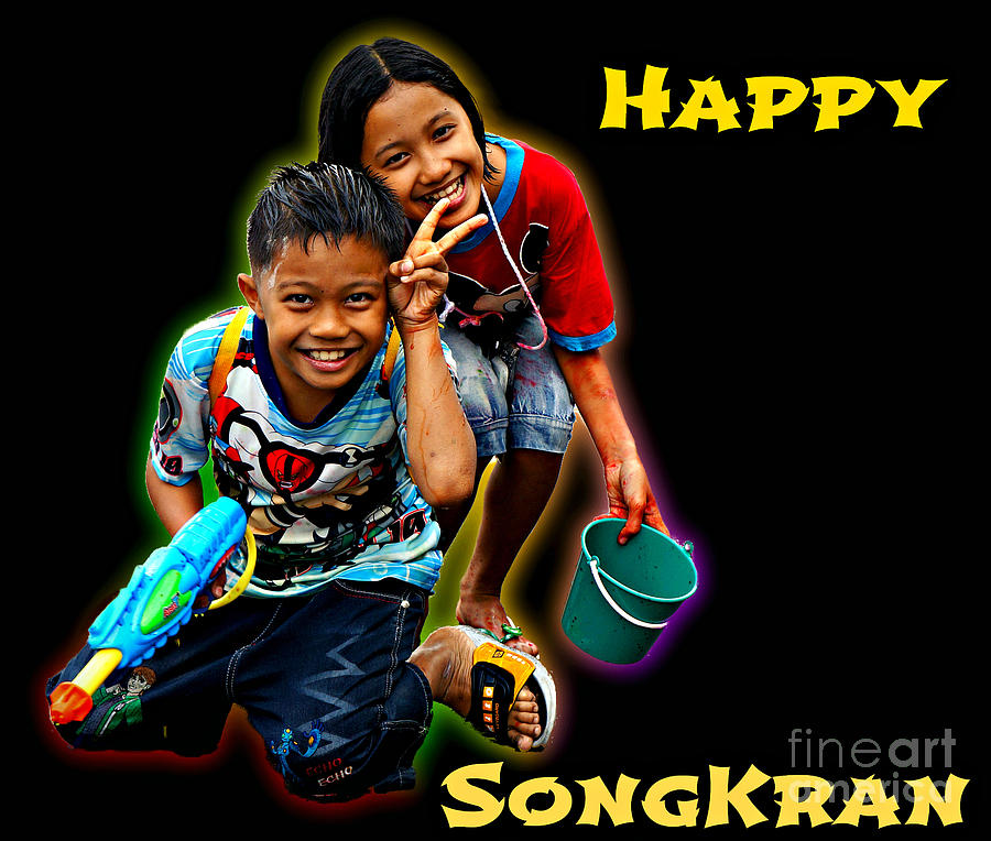 Songkran - Water Festival - Greeting Card Photograph by Ian Gledhill