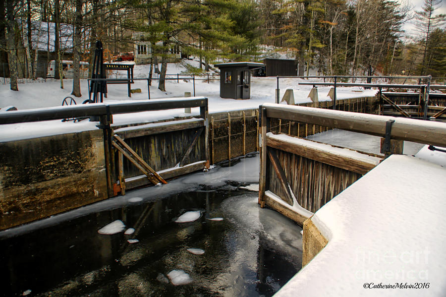Winter Photograph - Songo Lock Dam by Catherine Melvin