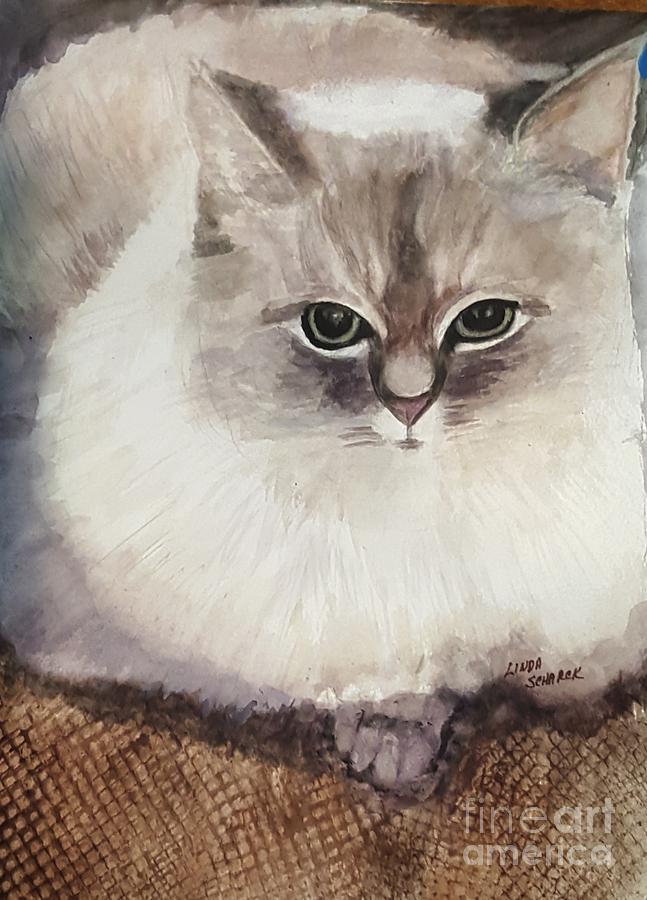 Cat Painting - Sonic by Linda Scharck