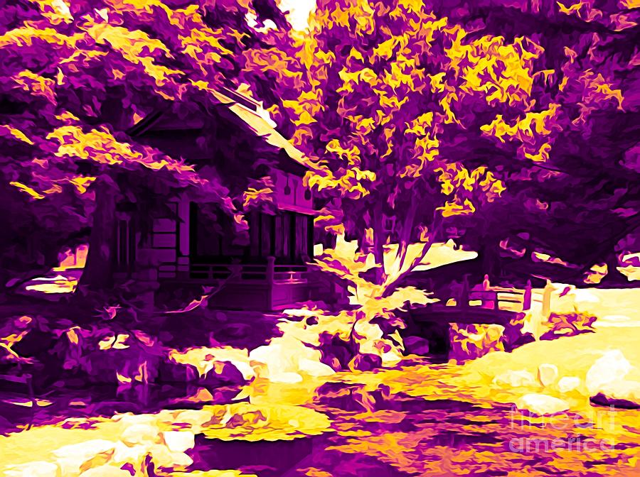 Sonnenberg Gardens Japanese Garden Tea House Ambertine Effect Photograph by Rose Santuci-Sofranko