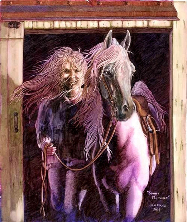 Horse Painting - Sonny Morning by Jan Kappes Horse Painting - Sonny Morning by Jan Kappes