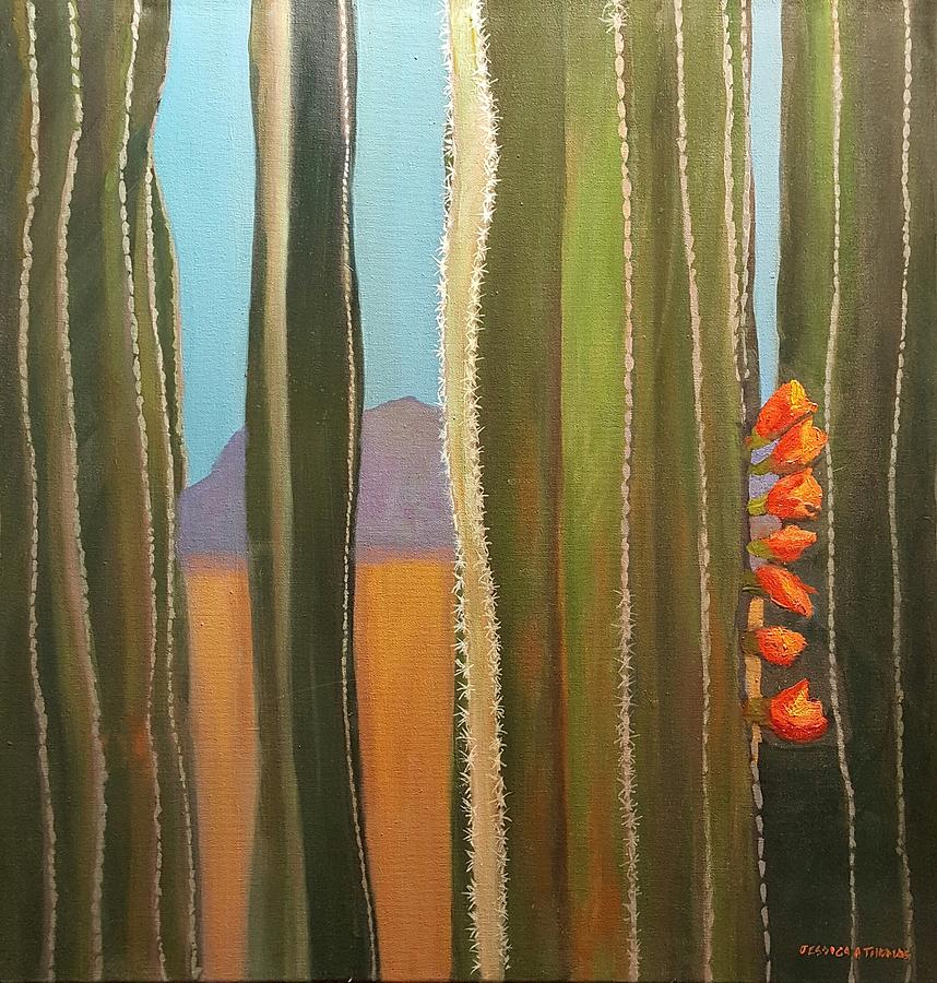 Sonoran Desert Cactus Reds Painting by Jessica Anne Thomas