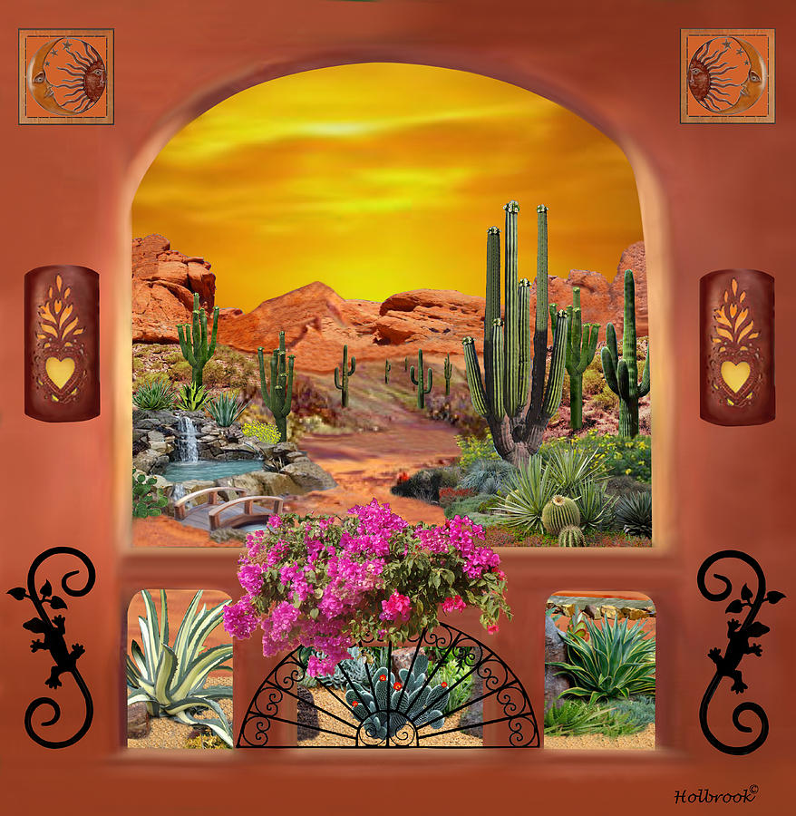 Desert Sunset Digital Art - Sonoran Desert Landscape by Glenn Holbrook