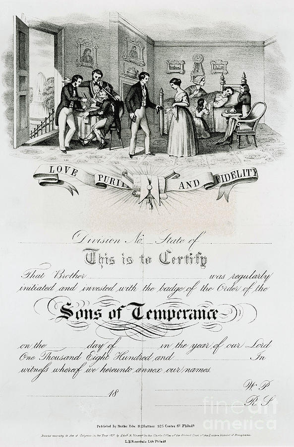 Sons Of Temperance Certificate Photograph by Photo Researchers