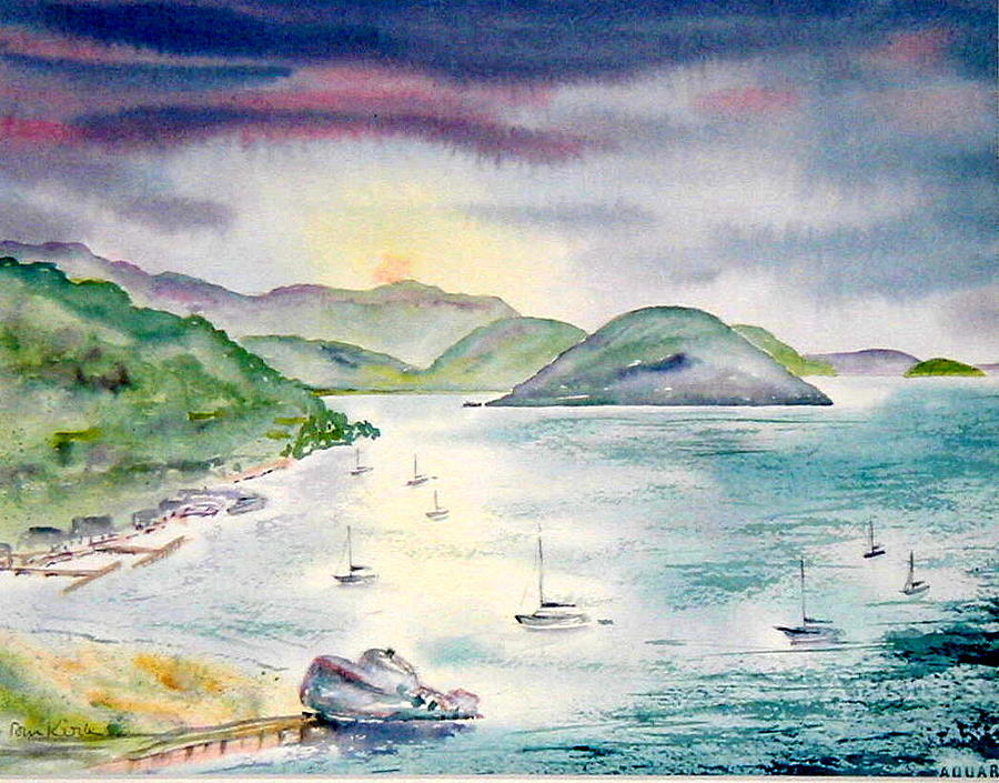 Sopers Hole Sunset Painting by Diane Kirk