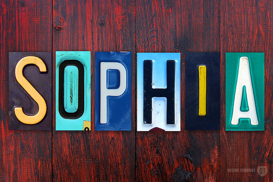Sophia License Plate Lettering Name Sign Art Mixed Media By Design Turnpike