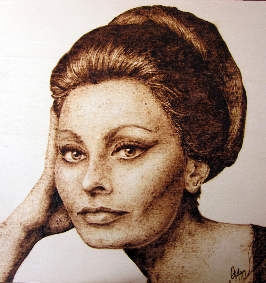 Sophia Loren Pyrography by Andrea Cuvato - Fine Art America