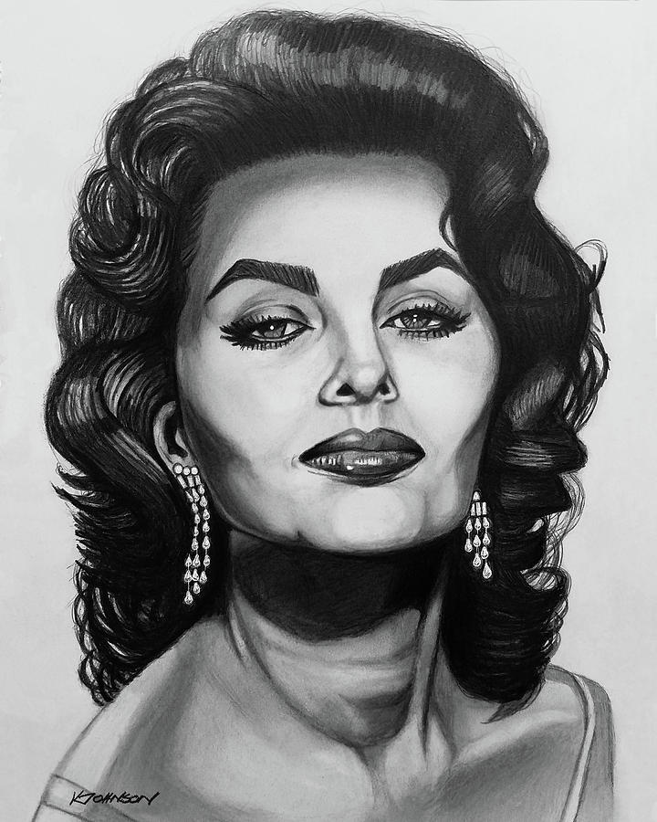 Sophia Loren Drawing by Kevin Johnson Art