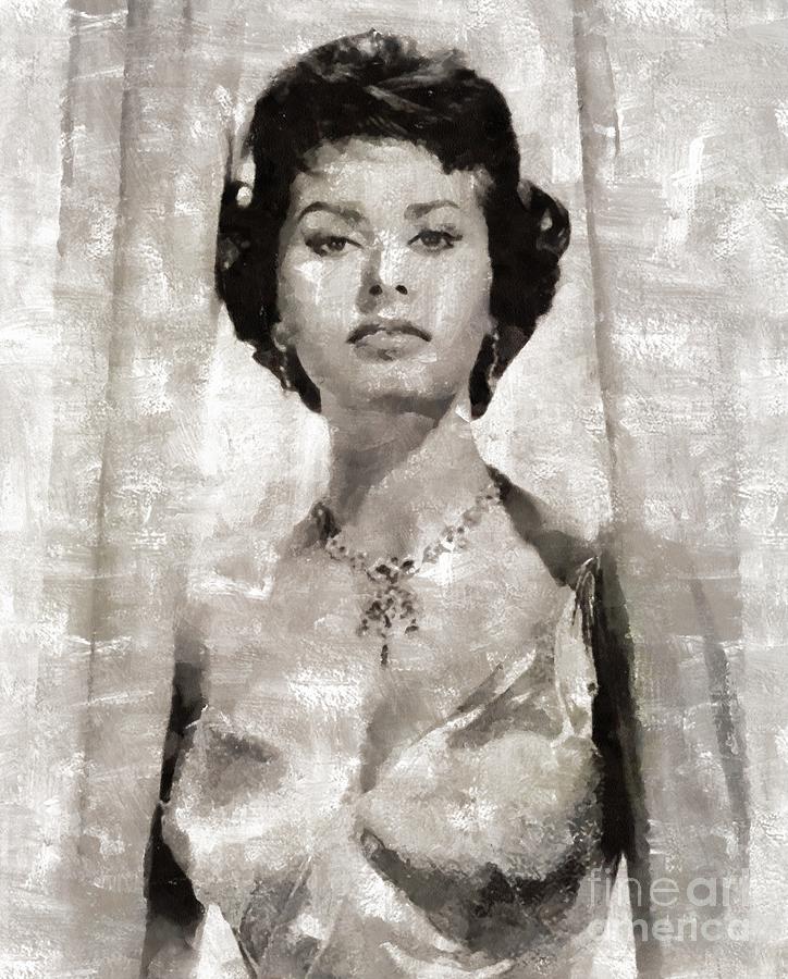 Hollywood Painting - Sophia Loren, Vintage Actress by Mary Bassett by Esoterica Art Agency