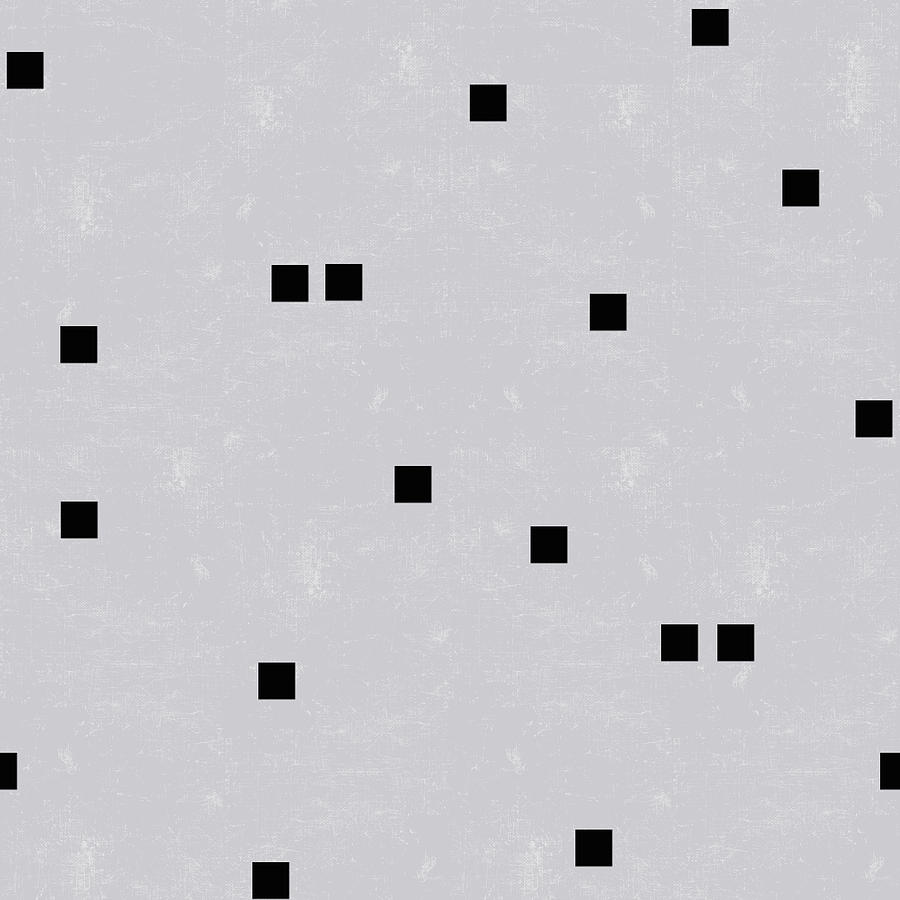 Sophisticated decor pattern, black square confetti, grey linen texture Digital Art by Tina Lavoie