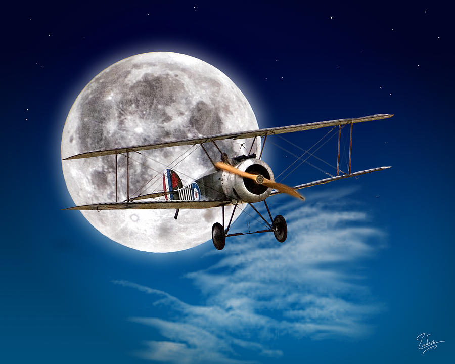 Sopwith Camel In Front Of The Moon Photograph by Endre Balogh