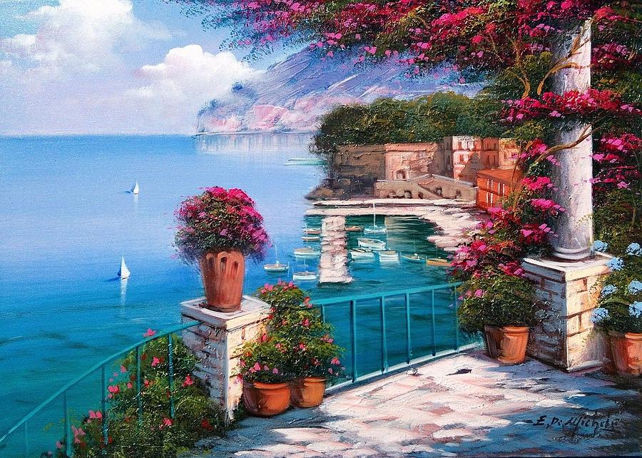 Sorrento Seascape Italy Painting by Ernesto Di Michele