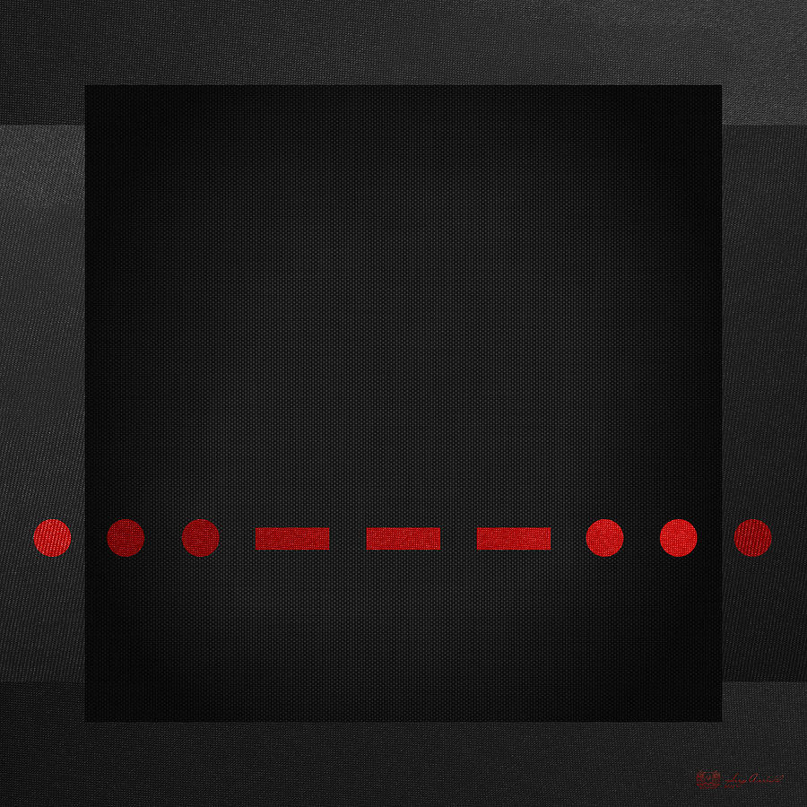 Sos Digital Art - SOS International Morse Code Prosign - Red on Black by Serge Averbukh