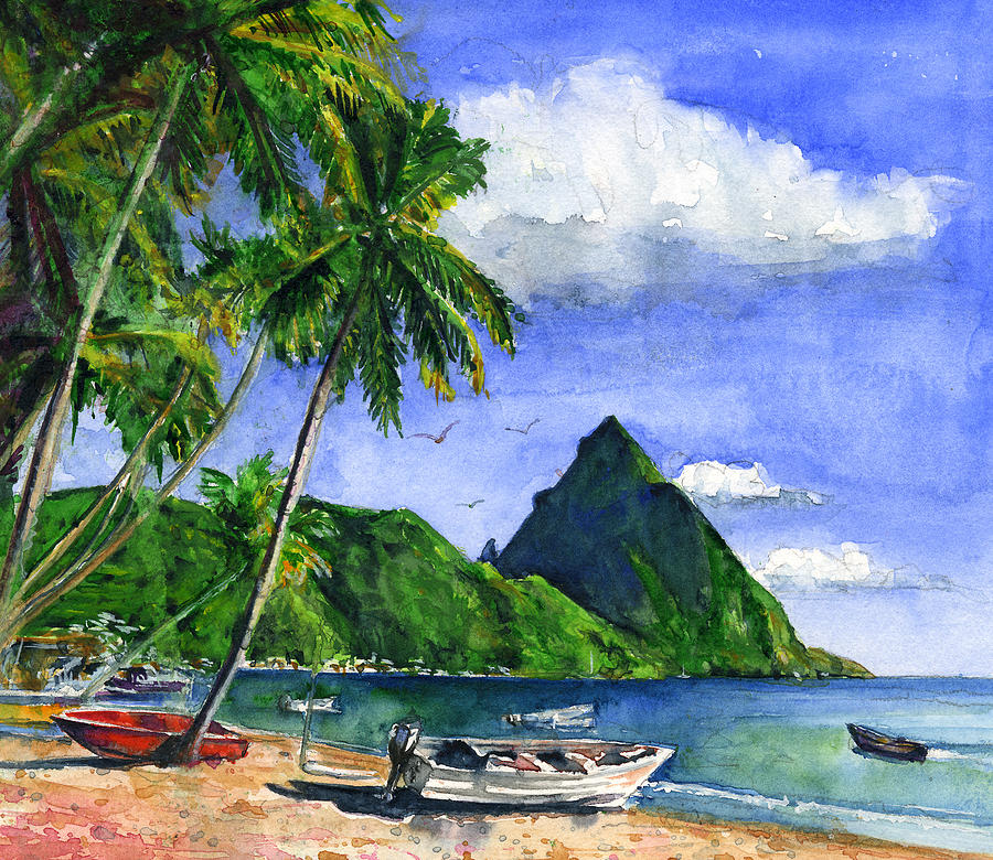 Soufriere Saint Lucia Painting by John D Benson