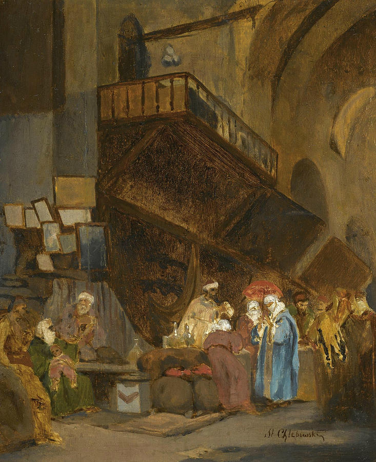 Souk in Constantinople Painting by Stanislaw Chlebowski