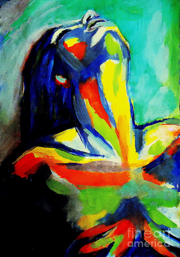 Abstract Portrait Painting - Soulful by Helena Wierzbicki