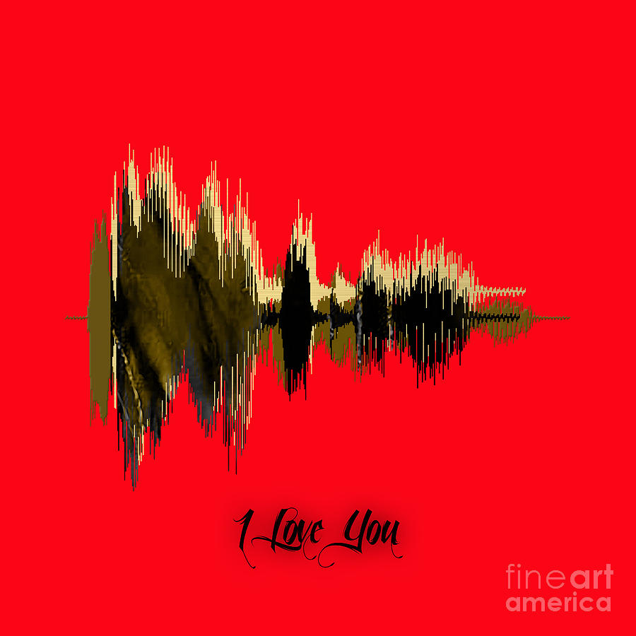 Sound Wave I Love You Mixed Media by Marvin Blaine