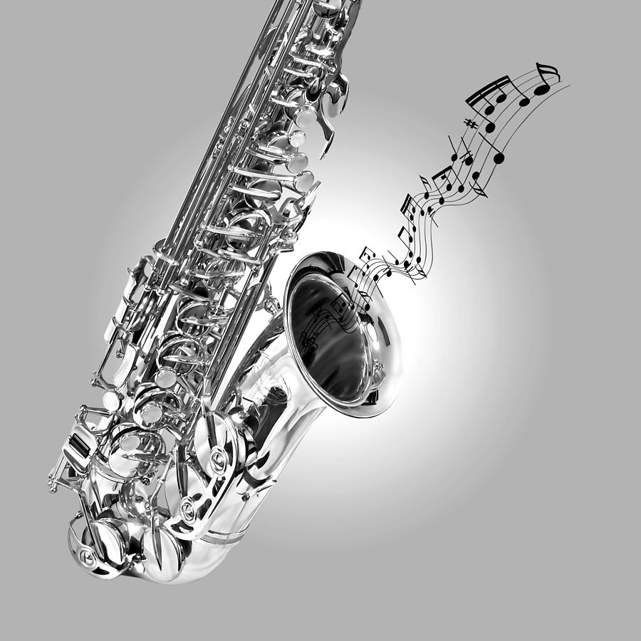 Sounds of the Sax in Black and White Photograph by Gill Billington