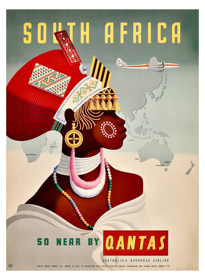 South Africa, vintage airline poster Painting by Long Shot