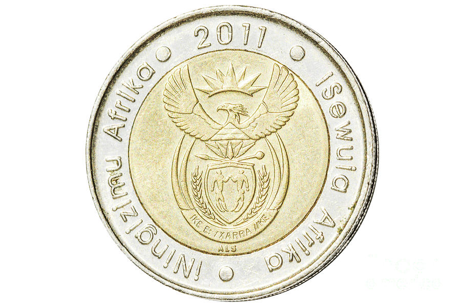 South African five rand coin Photograph by Benny Marty