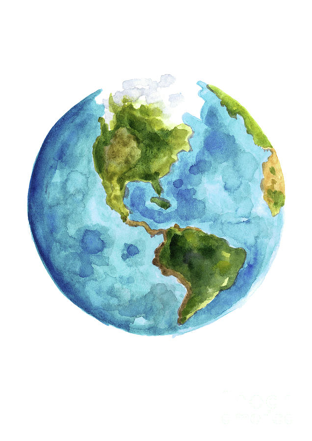 Planet Earth South America Illustration Watercolor World