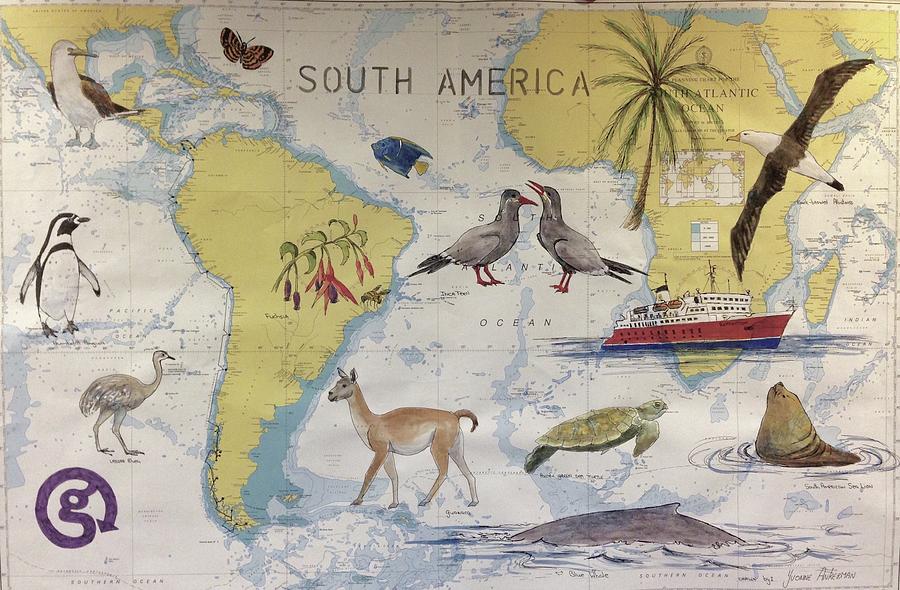 South America Nautical chart Painting by Yvonne Ankerman