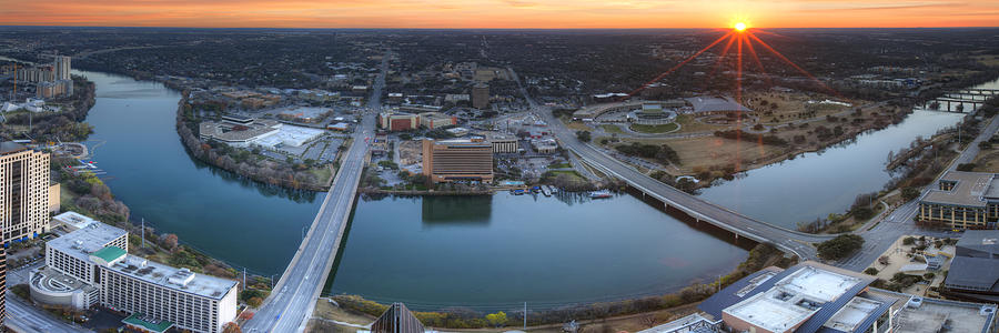 South Austin Sunset Panorama from Downtown Photograph by Rob Greebon ...