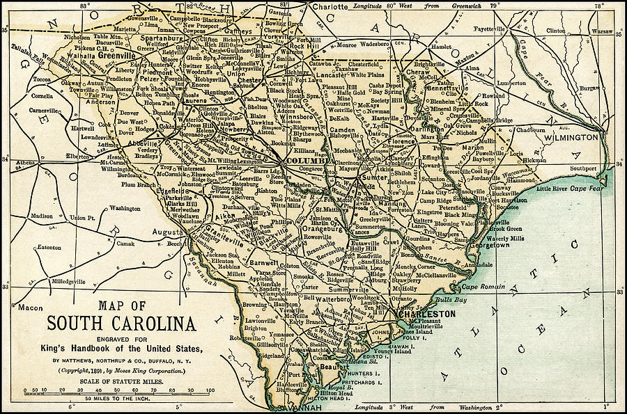 South Carolina Antique Map 1891 Photograph By Phil Cardamone Pixels