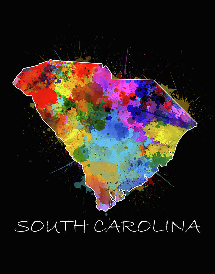 South Carolina Map Color Splatter 2 Digital Art by Bekim M