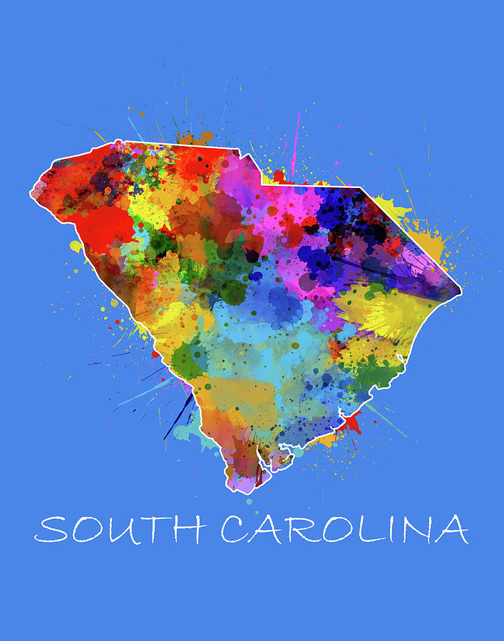 South Carolina Map Color Splatter 3 Digital Art by Bekim M