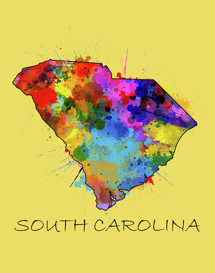 South Carolina Map Color Splatter 4 Digital Art by Bekim M