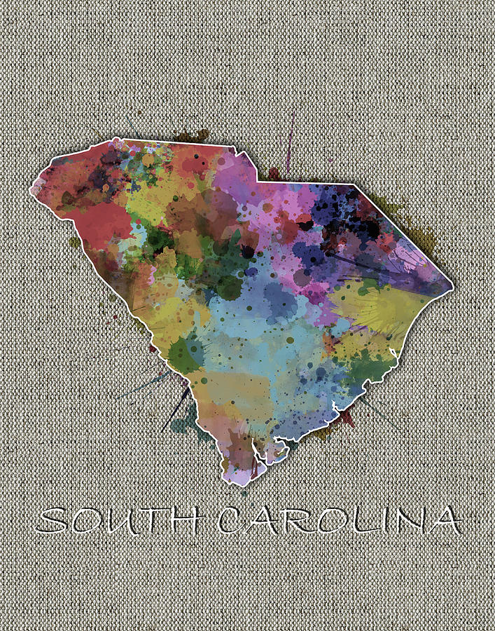 South Carolina Map Color Splatter 5 Digital Art by Bekim M