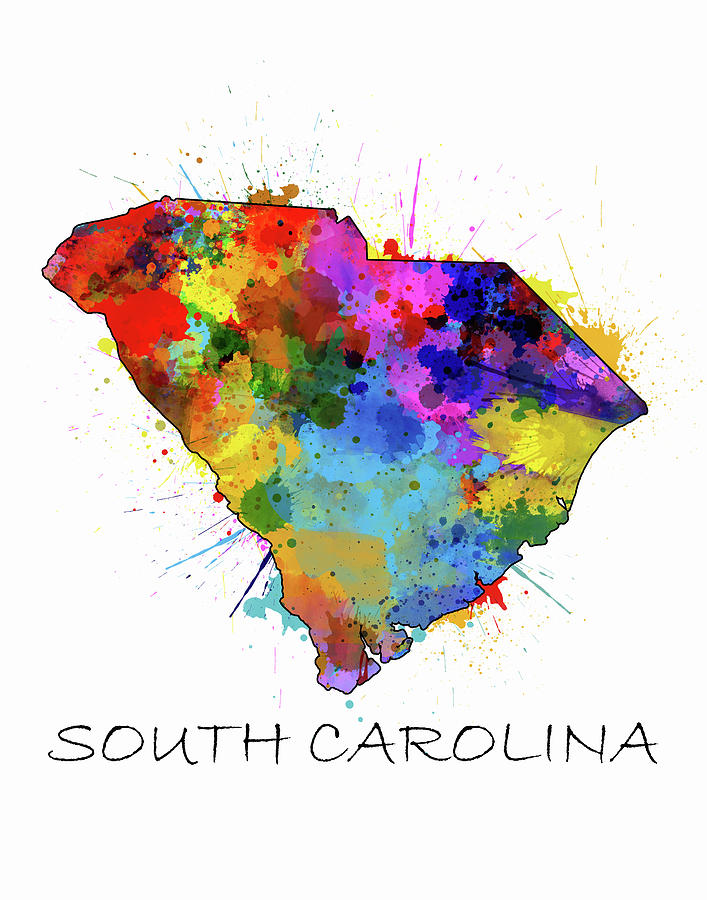 South Carolina Map Color Splatter Digital Art by Bekim M