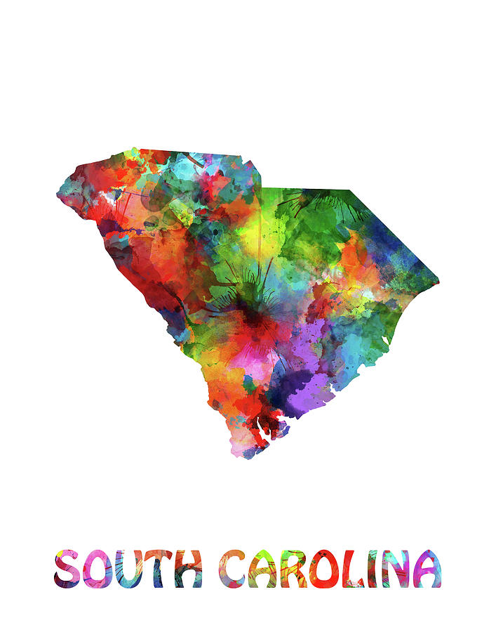 South Carolina Map Watercolor Digital Art by Bekim M