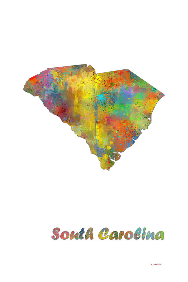 South Carolina State Map Digital Art by Marlene Watson