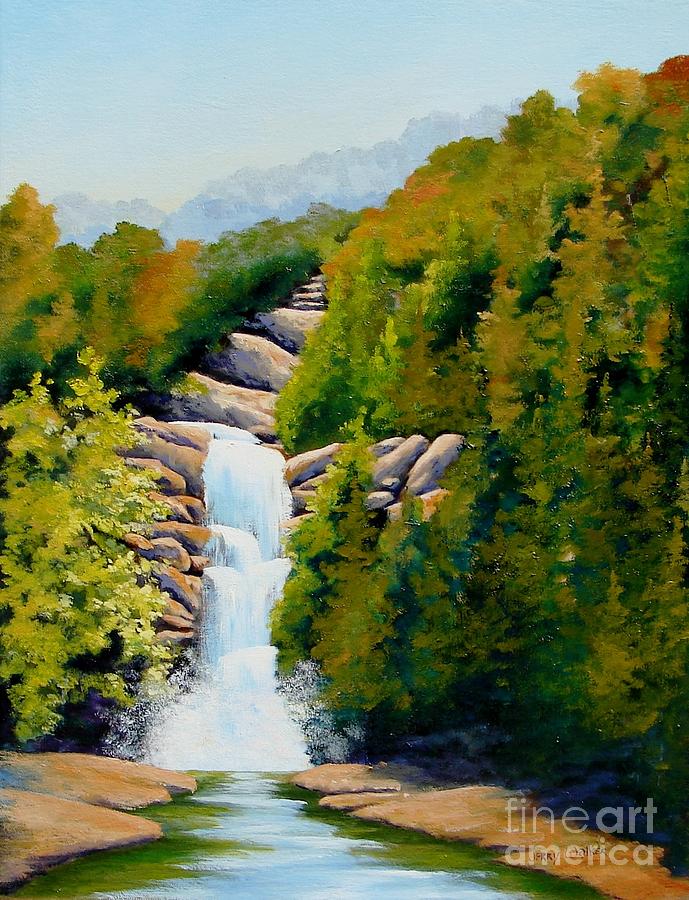 South Carolina Waterfall Painting by Jerry Walker