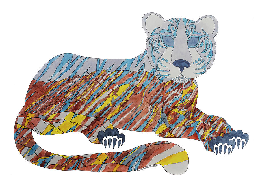 Tiger Painting - South Chinese Tiger - Zhangye Danxia Mountains by Tara Warburton-Schwaber Tiger Painting - South Chinese Tiger - Zhangye Danxia Mountains by Tara Warburton-Schwaber