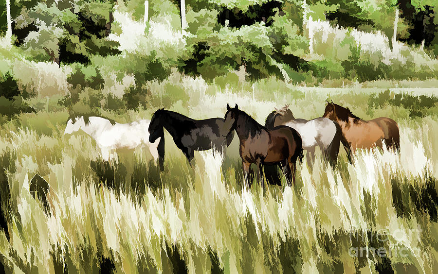 South Dakota Herd of Horses Mixed Media by Wilma Birdwell