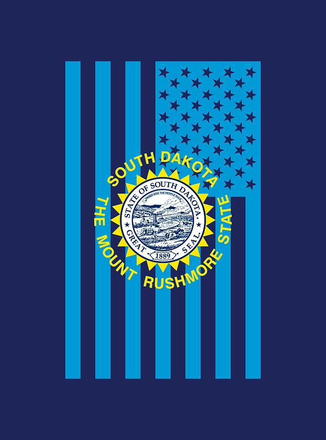 South Dakota State Flag Graphic USA Styling Digital Art by Garaga Designs