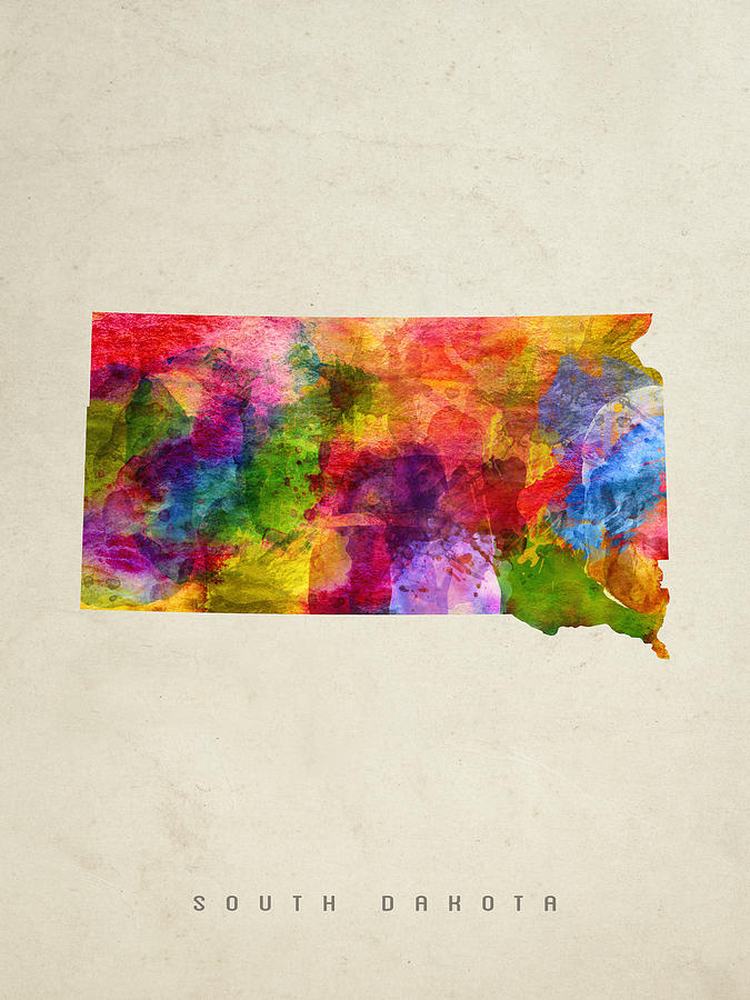 South Dakota Map Painting - South Dakota State Map 02 by Aged Pixel