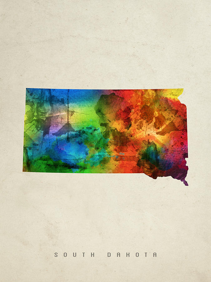 South Dakota Map Painting - South Dakota State Map 03 by Aged Pixel