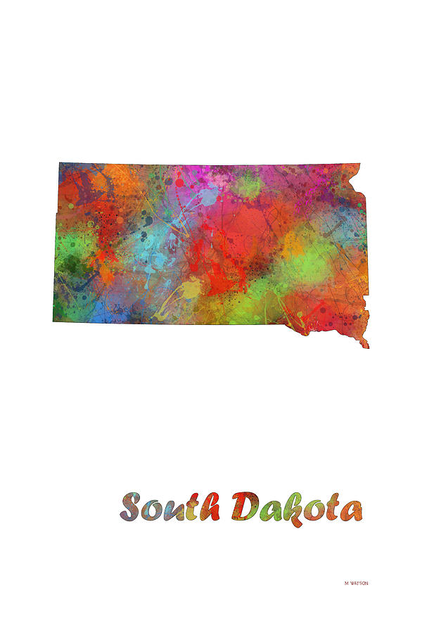 South Dakota State Map Digital Art by Marlene Watson