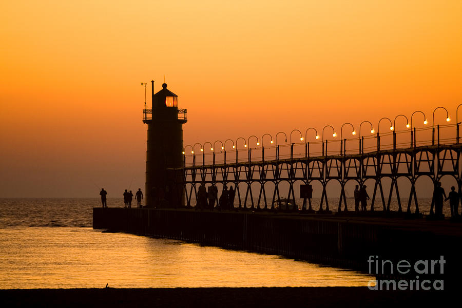 South Haven Light At Sunset Photograph by Rich S